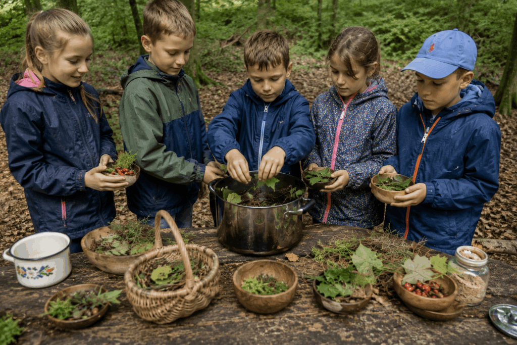 Waldküche bei der Schatzsuche im Wald