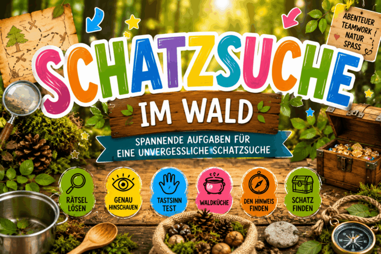Schatzsuche im Wald mit spannenden Aufgaben