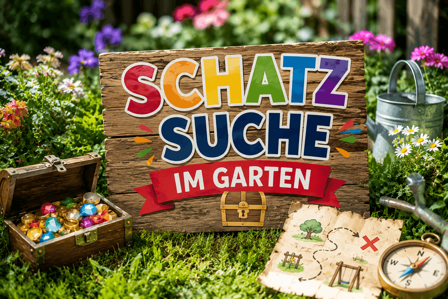 Schatzsuche im Garten – 3 Vorlagen zum Ausdrucken
