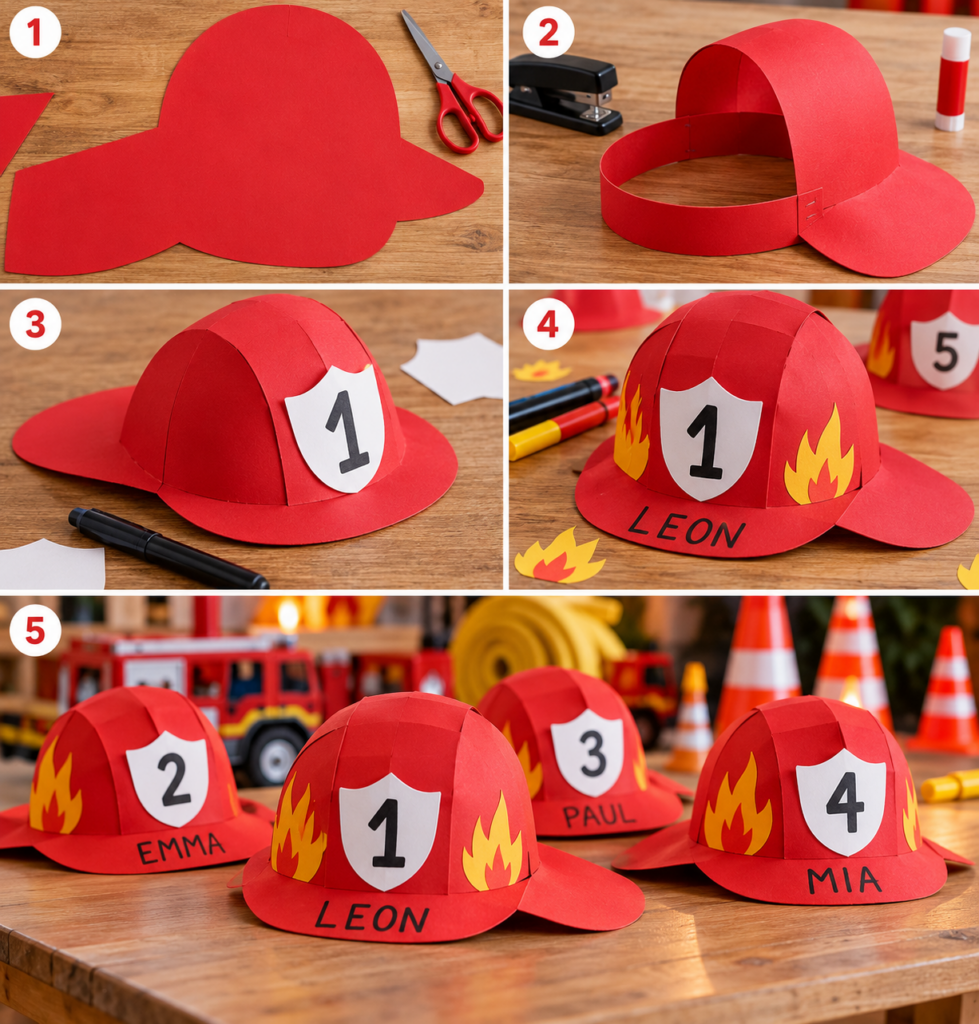 Basteln beim Feuerwehr-Kindergeburtstag