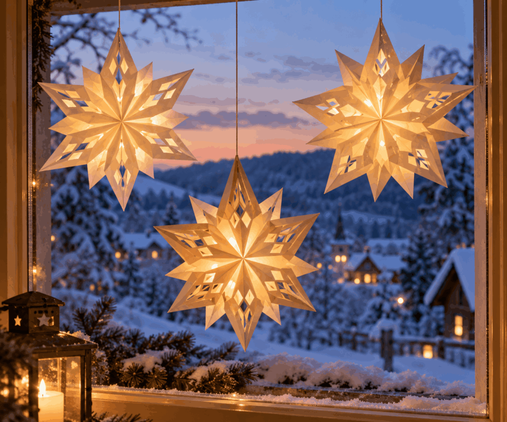 Papiersterne für die Wintergebutstag Deko